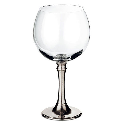 Tosca Balloon Red Wine Glass (Set of 2) - 50 cl - Handcrafted in Italy - Pewter & Crystal