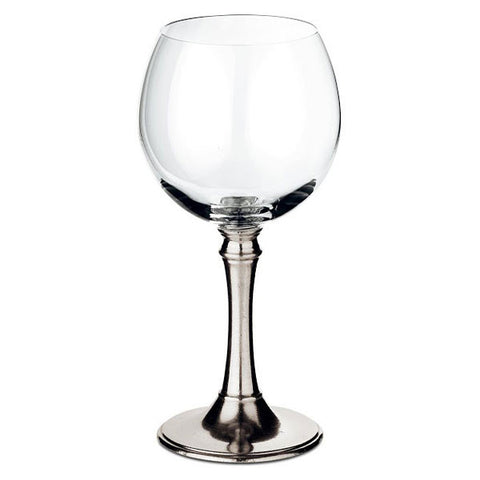 Tosca Balloon Red Wine Glass (Set of 2) - 35 cl - Handcrafted in Italy - Pewter & Crystal