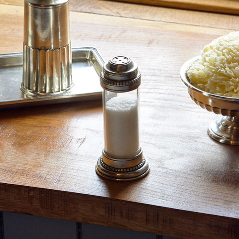 Toscana Bath Salt Shaker - 15 cm Height - Handcrafted in Italy - Pewter &  Glass