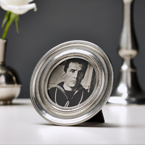 Toscana Round Frame - 10.5 cm Diameter - Handcrafted in Italy - Pewter