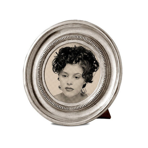 Toscana Round Frame - 10.5 cm Diameter - Handcrafted in Italy - Pewter