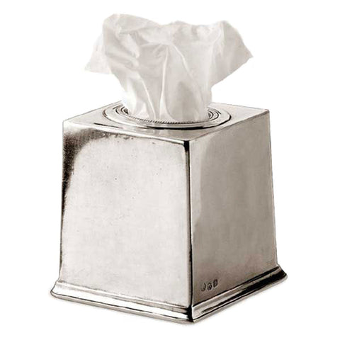Toscana Tissue Box Cover 13.5 cm x 13.5 cm x 14 cm - Handcrafted in Italy - Pewter