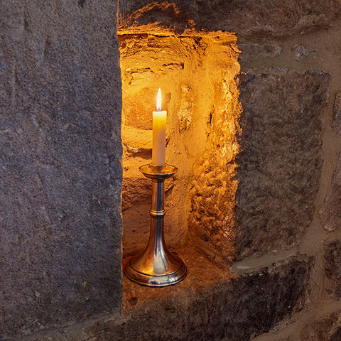 Tarquinio Candlestick - 21 cm Height - Handcrafted in Italy - Pewter