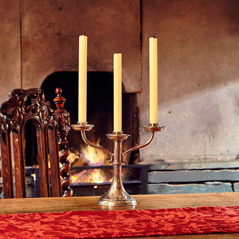 Tarquinio 3 Flame Candelabra - 21 cm Height - Handcrafted in Italy - Pewter