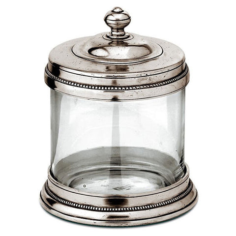 Toscana Cotton Wool Jar - 0.75 L - Handcrafted in Italy - Pewter & Glass