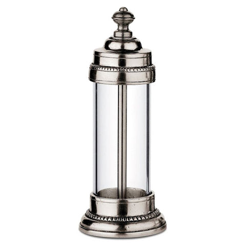 Toscana Salt Mill - 15 cm Height - Handcrafted in Italy - Pewter & Glass