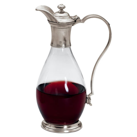 Velletri Decanter (with handle) - 1 L -  Handcrafted in Italy - Pewter & Glass