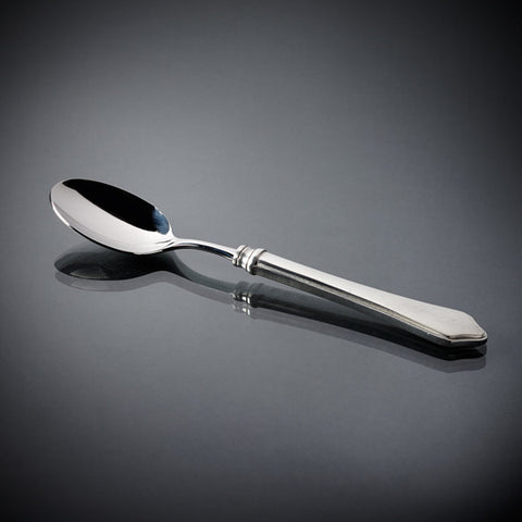 Violetta Dessert Spoon Set (Set of 6) - 19 cm Length - Handcrafted in Italy - Pewter & Stainless Steel
