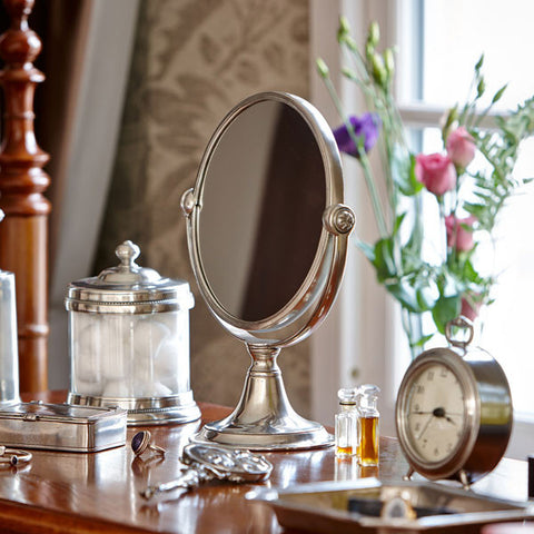 Vanita Vanity Mirror - 31 cm Height - Handcrafted in Italy - Pewter & Glass
