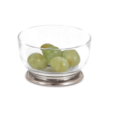 Velletri Bowl - 11 cm Diameter - Handcrafted in Italy - Pewter & Crystal Glass