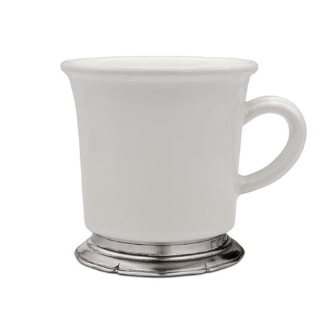 Viviana Mug (Set of 2) - White - 10 cm - Handcrafted in Italy - Pewter & Ceramic