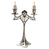 Art Nouveau-Style 2 Flame Eiffel Candelabra - 29.5 cm Height - Handcrafted in Italy - Pewter/Britannia Metal