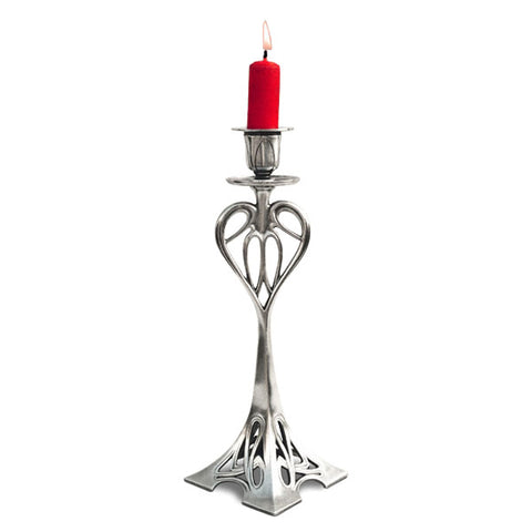 Art Nouveau-Style Eiffel Candlestick - 28 cm Height - Handcrafted in Italy - Pewter/Britannia Metal