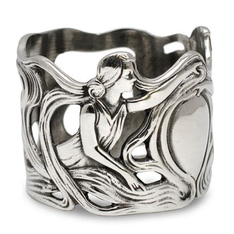 Art Nouveau-Style Donna Ladies Napkin Ring - 5 cm Diameter - Handcrafted in Italy - Pewter/Britannia Metal