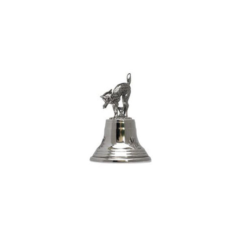 Art Nouveau-Style Cat Statuette Bell - 7.5 cm Height - Handcrafted in Italy - Pewter/Britannia Metal