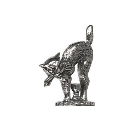 Art Nouveau-Style Cat Statuette Bell - 7.5 cm Height - Handcrafted in Italy - Pewter/Britannia Metal