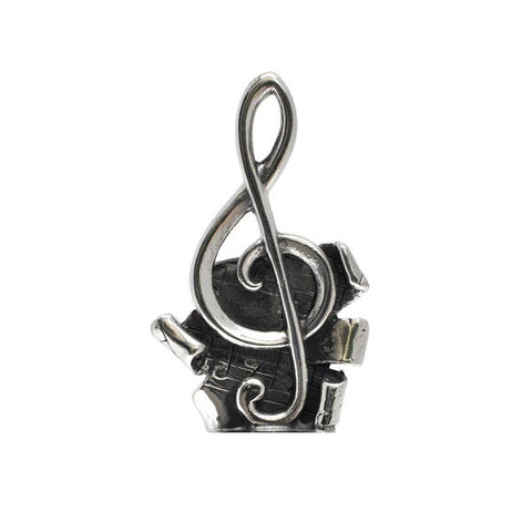 Art Nouveau-Style Treble Clef Bell - 9.5 cm Height - Handcrafted in Italy - Pewter/Britannia Metal