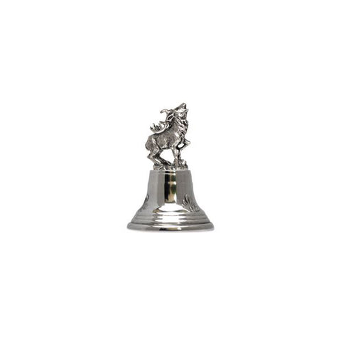 Art Nouveau-Style Deer Statuette Bell - 7.5 cm Height - Handcrafted in Italy - Pewter/Britannia Metal