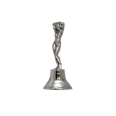 Art Nouveau-Style Combo Naked Lady Statuette Bell - 13 cm Height - Handcrafted in Italy - Pewter/Britannia Metal