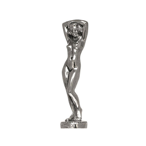 Art Nouveau-Style Combo Naked Lady Statuette Bell - 13 cm Height - Handcrafted in Italy - Pewter/Britannia Metal