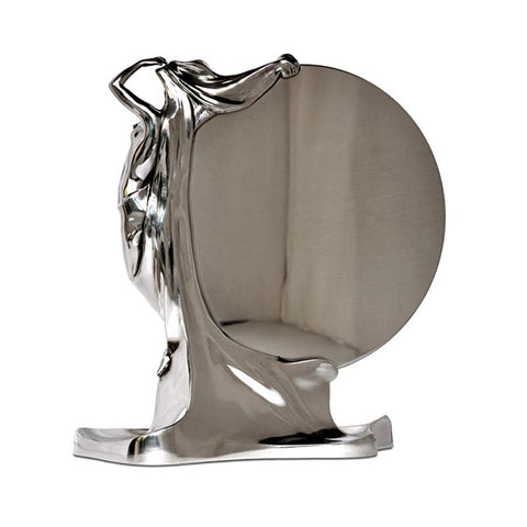 Art Nouveau-Style Donna Table Mirror - 34 cm Height - Handcrafted in Italy - Pewter/Britannia Metal