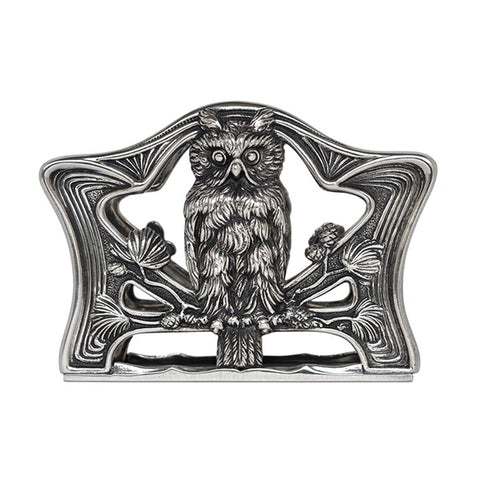 Art Nouveau-Style Gufo Letter Holder - Owl -  Handcrafted in Italy - Pewter/Britannia Metal