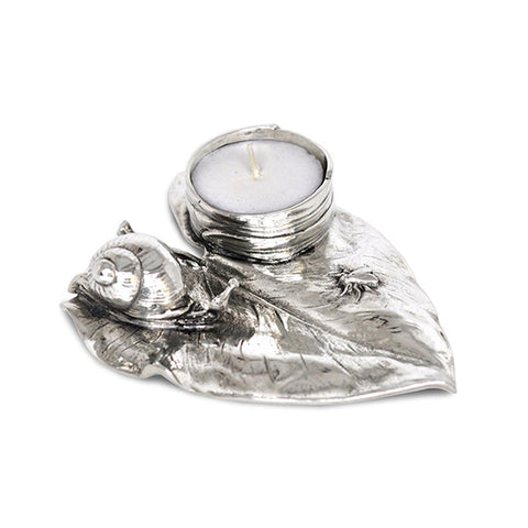 Art Nouveau-Style Lumaca Tea Light Holder - Snail - 13 cm  - Handcrafted in Italy - Pewter/Britannia Metal