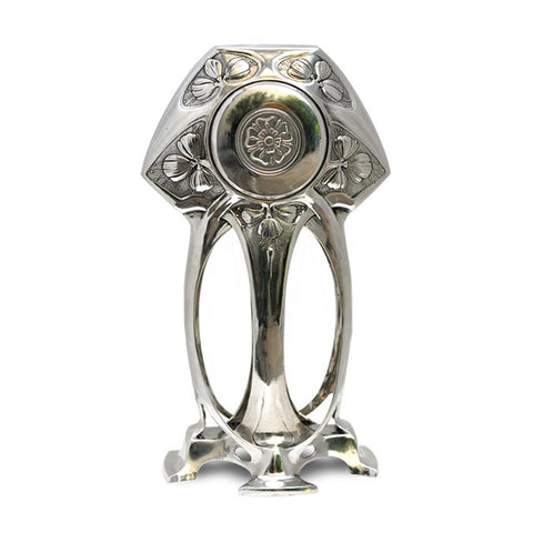 Art Nouveau-Style Art Deco Table Clock (Brass Hands) - 20 cm - Handcrafted in Italy - Britannia Metal/Pewter