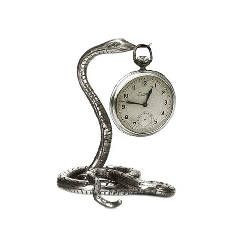 Art Nouveau-Style Serpente Snake Pocket Watch Stand - 9 cm - Handcrafted in Italy - Britannia Metal/Pewter