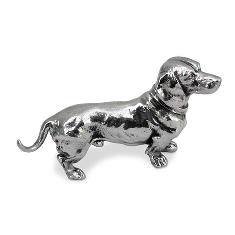 Art Nouveau-Style Cane Sculpture - Dachshund - 9.5 cm x 5.5 cm - Handcrafted in Italy - Pewter/Britannia Metal