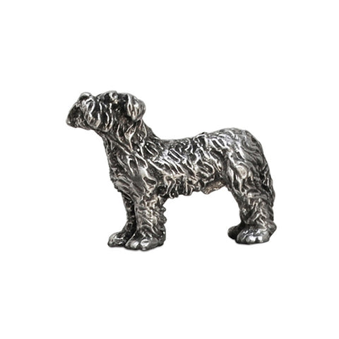 Art Nouveau-Style Cane Sculpture - Shaggy Terrier - 6 cm x 4.5 cm - Handcrafted in Italy - Pewter/Britannia Metal