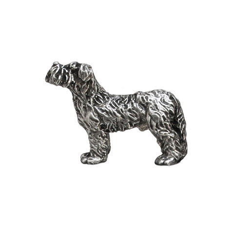 Art Nouveau-Style Cane Sculpture - Shaggy Terrier - 6 cm x 4.5 cm - Handcrafted in Italy - Pewter/Britannia Metal