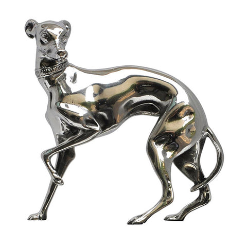 Art Nouveau-Style Cane Sculpture - Greyhound - 14 cm x 7 cm - Handcrafted in Italy - Pewter/Britannia Metal