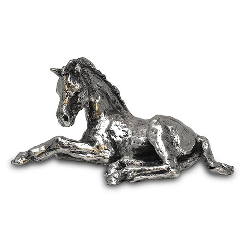 Art Nouveau-Style Cavallo Sculpture - Colt - 13 cm - Handcrafted in Italy - Pewter/Britannia Metal