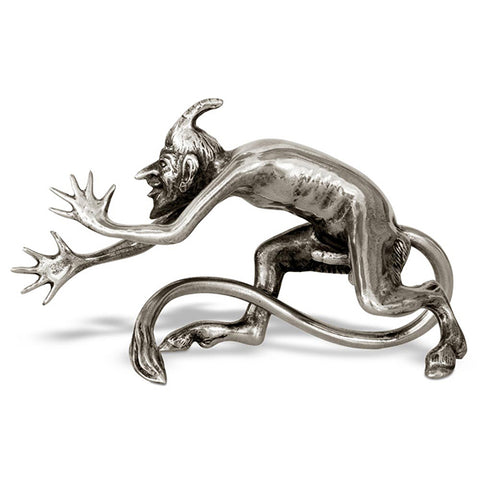 Art Nouveau-Style Demon Sculpture - Endowed Devil - 13 cm - Handcrafted in Italy - Pewter/Britannia Metal