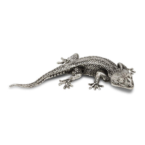 Art Nouveau-Style Geco Sculpture - Gecko - 11.5 cm - Handcrafted in Italy - Pewter/Britannia Metal