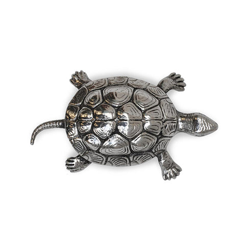 Art Nouveau-Style Tartaruga Sculpture - Turtle - 8 cm - Handcrafted in Italy - Pewter/Britannia Metal