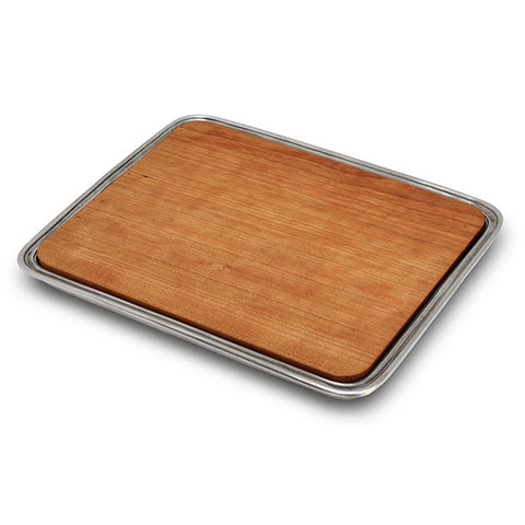 Umbria Rectangular Bar Tray with chopping board - 24 cm x 19.5 cm - Handcrafted in Italy - Pewter & Wood