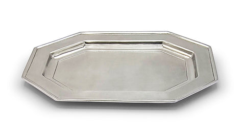 Arezzo Octagonal Tray - 26 cm x 18 cm - Handcrafted in Italy - Pewter