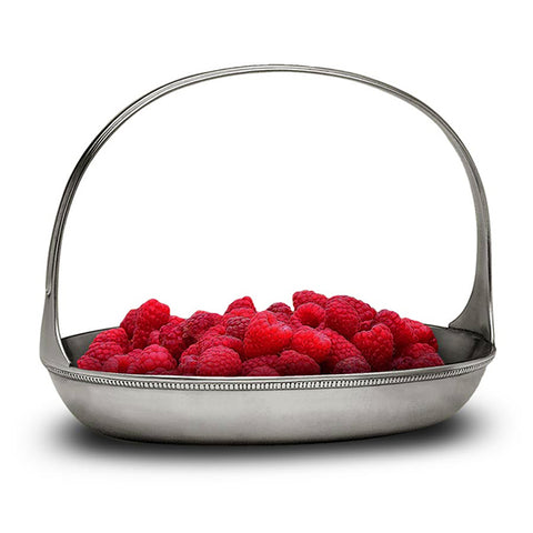 Baiocco Oval Basket Bowl - 24.5 cm - Handcrafted in Italy - Pewter