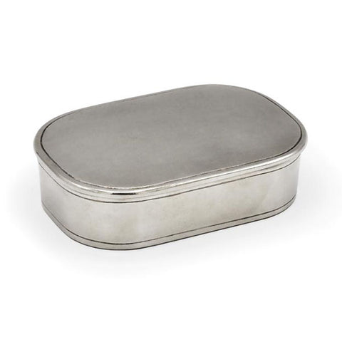 Brixia Rounded Lidded Box - 9.5 cm x 6.5 cm - Handcrafted in Italy - Pewter