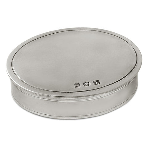 Brixia Oval Lidded Box - 11.5 cm x 9 cm - Handcrafted in Italy - Pewter