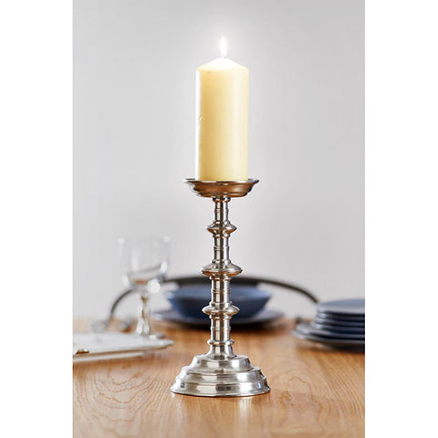 Castello Pillar Candlestick - 36 cm Height - Handcrafted in Italy - Pewter