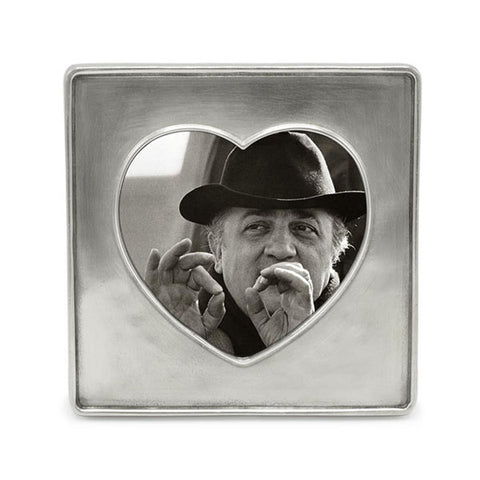 Cuore Heart in Square Frame - 13 cm x 13 cm - Handcrafted in Italy - Pewter