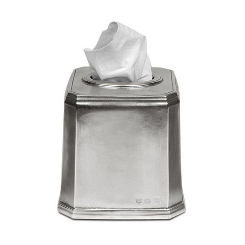Dolomiti Tissue Box Cover - 14 cm x 14 cm x 14 cm Height - Handcrafted in Italy - Pewter