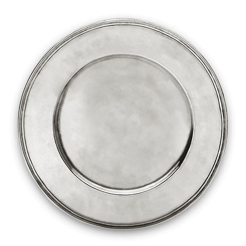 Gianna Scribed Rim Charger Plate - 32 cm - Handcrafted in Italy - Pewter