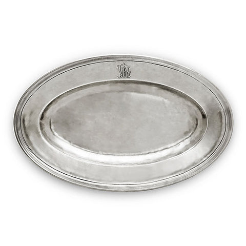 Gianna Oval Serving Platter  - 48 cm x 30 cm - Handcrafted in Italy - Pewter