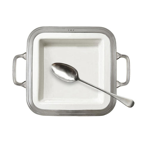 Gianna Square Serving Platter (with handles) - 30 cm x 30 cm - Handcrafted in Italy - Pewter & Ceramic