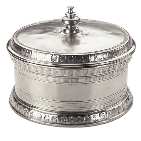 Gilda Round Lidded Box - 16 cm x 12 cm - Handcrafted in Italy - Pewter