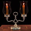 Giulio Double Garden Candle - 22 cm Height - Handcrafted in Italy - Pewter & Glass